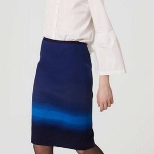 NWT Loft Blue Ombre Pencil Skirt Size 12 Petite